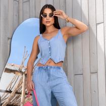 Colete Jeans Com Abertura Frente Feminino Revanche Miramichi