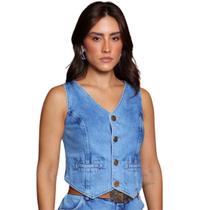 Colete Jeans Elisa Feminino Country City Para Usar Com Bota, Moda Country Estilo Ana Castela Cowgirl Colete Jeans Elisa Feminino Country City Para Usar Com Bota, Moda Country Estilo Ana Castela Cowgirl