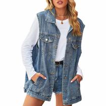 Colete Jeans Feminino Anzber Plus Size - Casual e Clássico