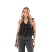 Colete Jeans Feminino Arauto Black Marmorizado Colete Jeans Feminino Arauto Black Marmorizado