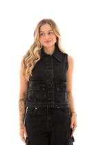 Colete Jeans Feminino Arauto Utilitário Black Colete Jeans Feminino Arauto Utilitário Black