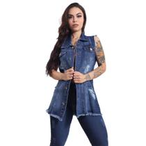 Colete Jeans Feminino Atacado Adulto e Plus Size Destroyed