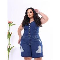 Colete Jeans Feminino COM Lycra Botões Plus Size - REF.639 - SEM MARCA