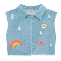 Colete Jeans Infantil Menina Patch Aplique Kukiê