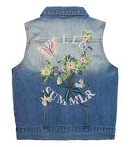 Colete jeans KIDSCOOL SPACE Girls Flower Bordado Azul 2-3 Anos