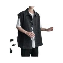 Colete Jeans Masculino Sem Mangas Estilo Urbano Solto Primavera Verão Casual Roupa De Trabalho