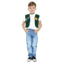 Colete Junino Infantil Verde com Bandeirinhas Coloridas Colete Junino Infantil Verde com Bandeirinhas Coloridas