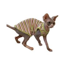 Colete Listrado De Verão Para Gatos Sem Pelos, Cor Maillard, Para Gatos Sphynx E Devon Rex
