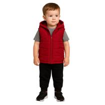 Colete Malwee Kids Blusa Infantil Vermelha Com Forro E Capuz