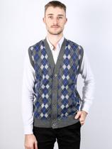 Colete masculino aberto de jacquard