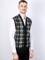 Colete masculino aberto de jacquard