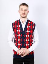 Colete masculino aberto de jacquard