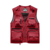 Colete Masculino Casual De Verão Respirável Sem Mangas Cor Sólida Multibolsos Com Detalhes Em Tela Colete Masculino Casual De Verão Respirável Sem Mangas Cor Sólida Multibolsos Com Detalhes Em Tela