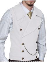 Colete masculino Ceehuteey Suede, trespassado, branco Colete masculino Ceehuteey Suede, trespassado, branco