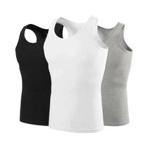 Colete Masculino De Algodão Sem Mangas Em 3 Peças, Confortável Para Lazer E Fitness, Camiseta Para Colete Masculino De Algodão Sem Mangas Em 3 Peças, Confortável Para Lazer E Fitness, Camiseta Para