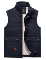 Colete masculino Flygo, acolchoado quente, acolchoado, forrado de lã, azul