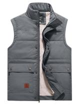 Colete masculino Flygo, acolchoado quente, acolchoado, forrado de lã, cinza, GG