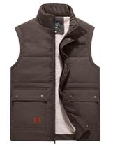 Colete masculino Flygo, acolchoado quente, acolchoado, forrado de lã, marrom Colete masculino Flygo, acolchoado quente, acolchoado, forrado de lã, marrom