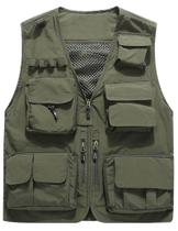 Colete masculino Flygo, casual, leve, de pesca ao ar livre, verde militar