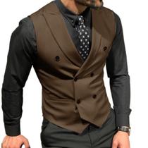 Colete masculino Mcoskly, trespassado, justo, marrom