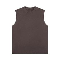 Colete Masculino Retrô Lavado E Desgastado Sem Mangas 230g Algodão Puro Casual Solto Estilo Camiseta