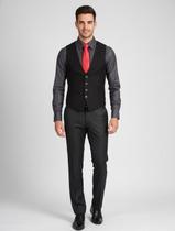 Colete Masculino Social Slim Fit Preto Tecido De Oxford Macio Resistente Com Forro Interno Luxo