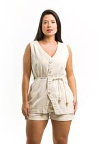 Colete Max de Linho com Cintinho e Botões Feminino