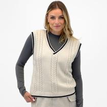 Colete Meia Loka em Tricot Gola V Feminina