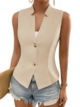 Colete Mina Self Sem Mangas Bege Summer Business Casual L