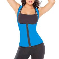 Colete Modelador Cinta Corselet Corset Neoprene Redutor de Medidas Hot Shapers Zíper Azul