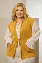 Colete Mousse Com Bolso e Cordão - Giuliana Marques Tricot - Tam G Colete Mousse Com Bolso e Cordão - Giuliana Marques Tricot - Tam G