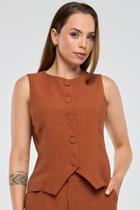 Colete PKS Alfaiataria Em Viscose Marrom