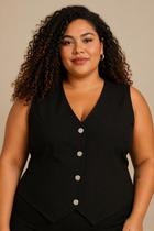 Colete plus size com botões de pressão