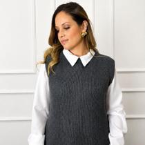 Colete Ponto Fang Feminino Tricot Inverno Estiloso Casual Trabalho Moda Colete Ponto Fang Feminino Tricot Inverno Estiloso Casual Trabalho Moda