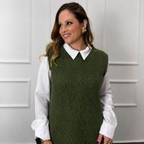 Colete Ponto Fang Feminino Tricot Inverno Estiloso Casual Trabalho Moda