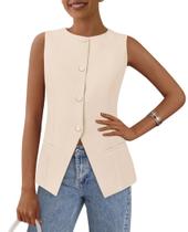 Colete PRETTYGARDEN 2025 Sem Mangas com Botões Damasco M