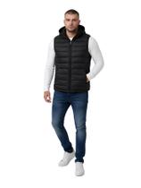 Colete Puffer Masculino Nylon Com Capuz Removível Preto Tamanho:G1Cor:Preto