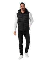 Colete Puffer Masculino Nylon Com Capuz Removível Preto Tamanho:MCor:Preto