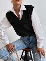 Colete Pulover de Tricô Moda Feminina Inverno Tendência Outono Inverno