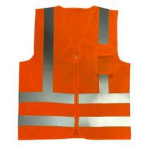 Colete Refletivo Com Bolso e Ziper Laranja Tam EG/10 EPI - VOLK