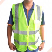 Colete Refletivo de Segurança Premium Jaqueta Sinalização com Bolso Alta Visibilidade Verde Limão e Laranja EPI Obra Moto Bike