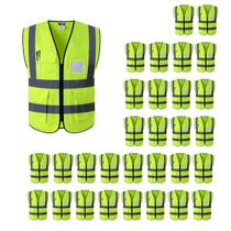 Colete Refletivo Kit 30 Uni Blusao Faixa Sinalizador Segurança Trabalho EPI Fluorescente Obra Guarda Fiscal Transito Colete Refletivo Kit 30 Uni Blusao Faixa Sinalizador Segurança Trabalho EPI Fluorescente Obra Guarda Fiscal Transito