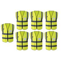 Colete Refletivo Sinalizador EPI Kit 7 Unidades Segurança Blusao Fluorescente Obra Proteçao Fiscalizaçao Resistente Colete Refletivo Sinalizador EPI Kit 7 Unidades Segurança Blusao Fluorescente Obra Proteçao Fiscalizaçao Resistente