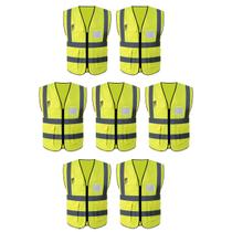 Colete Refletivo Sinalizador EPI Kit 7 Unidades Segurança Trabalho Fluorescente Proteçao Obras Transito Fiscalizaçao