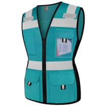Colete refletivo TCCFCCT feminino de alta visibilidade azul malaquita S