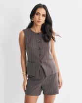 Colete risca de giz em crepe Crest Colete risca de giz em crepe Crest