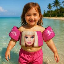 Colete Salva Vidas Infantil Boia de Braço para Praia Piscina Tema Boneca Princesa Rosa