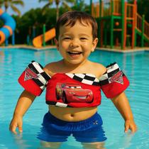 Colete Salva Vidas Infantil Boia de Braço para Praia Piscina Tema Carro de Corrida Relâmpago