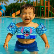Colete Salva Vidas Infantil Boia de Braço para Praia Piscina Tema Desenho Alien Azul
