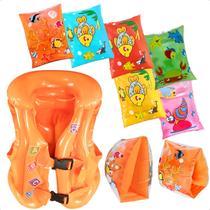 Colete Salva-Vidas Inflável Infantil Boia Par de Boia de Braço Piscina e Praia Kit Salva Vidas